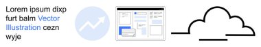 Bulut hesaplama, veri görselleştirme, analitik, çevrimiçi depolama, web sitesi geliştirme, teknoloji kavramları. Bir bulut simgesi, grafik sembolü ve web sayfası arayüzü. Bulut hesaplama ve veri görselleştirmesi
