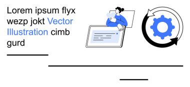 İş akışı optimizasyonu, dijital etkileşim, teknoloji süreci, yazılım yönetimi, sistem güncellemesi, otomasyon. Bir tablet ve bir döngü dişli ikonu ile meşgul olan kişi. Çalışma akışı optimizasyonu ve dijital