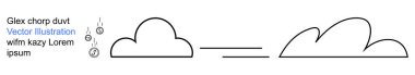 Weather comparison, decision making, science, communication, data analysis, nature. Two cloud outlines separated by an equal sign. Weather comparison and decision-making concept