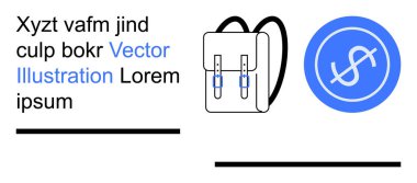 Eğitim, finansal tasarruflar, seyahat, bütçe planlaması, e-öğrenme, asgari tasarım. Bir dolar para sembolünün yanında sırt çantası simgesi. Finansal tasarruf ve eğitim kavramı