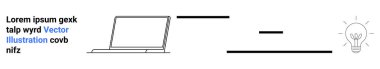 Yaratıcı tasarım, dijital yenilik, beyin fırtınası, teknoloji eğitimi, web tasarımı, minimalizm. Bir dizüstü bilgisayar, ampul ve siyah çizgileri olan yer tutucu metin. Yaratıcı tasarım ve dijital yenilik
