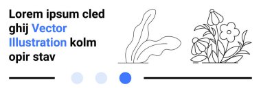 Metnin yanında çiçek açan sanatsal yapraklar ve etkileşimli kaydırma noktaları. UIUX, doğa temaları, minimalizm, yaratıcılık, tasarım, eğitim ve basit iniş sayfası için ideal