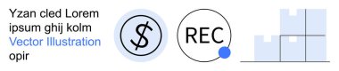 İş finansmanı, veri analizi, içerik kaydı, ekonomik büyüme, görsel takip istatistikleri. Dolar sembolü, kayıt simgesi ve soyut bar tablosu. İş finans ve veri analiz teması