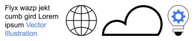 Bulut depolama, ağ oluşturma, teknoloji, yenilik, dijital hizmetler, küresel çözümler. Bir küre, bir bulut ikonu ve dişli bir ampul. Bulut depolama ve ağ oluşturma kavramı