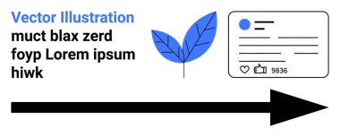 Sosyal medya, kullanıcı bağlantısı, dijital pazarlama, büyüme, çevre dostu markalaşma, etkileşim tasarımı. Bir yaprak simgesi, kullanıcı nişan kartı ve yön oku. Sosyal medya ve kullanıcı angajmanı