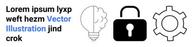Yaratıcılığı, kapalı kilidi, veri korumasını, işlevselliği veya işlevselliği temsil eden teçhizatı simgeleyen ampul. Yenilik, güvenlik, teknoloji, çözümler, mekanik için ideal
