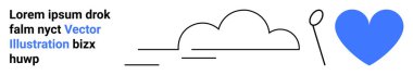 İletişim, yaratıcılık, aşk, minimalizm, dijital grafikler, tasarım kavramları. Mavi kalp, siyah çizgi sanat ve soyut metinli bulut. İletişim ve yaratıcılık kavramı
