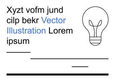 Yaratıcı tasarım, markalaşma, iş planlaması, fikir üretimi, eğitim kaynakları, sunum tasarımı. Yer tutucu metin ve yatay çizgileri olan ampul ana hatları. Fikir üretimi ve yaratıcı