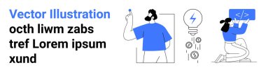 Team collaboration, innovation, technology development, brainstorming, creative projects, programming. People engaging in teamwork activities. Collaboration and innovation visuals