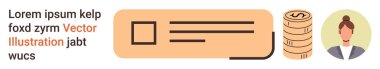 Finans, bankacılık, tasarruf, iş kimliği, kişisel muhasebe, çevrimiçi işlemler. Bir kart, bozuk paralar ve bir iş adamı avatarı. Finans ve bankacılık kavramları