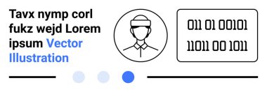 İkili kod yakınında şapka takan bir Avatar profili ve temiz bir düzende metin. Kullanıcı profili, veri güvenliği, kodlama, bilişim konsepti, dijital hizmetler, web tasarımı veya basit iniş sayfası için ideal