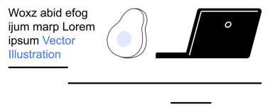 Dijital teknoloji, uzaktan çalışma, sağlıklı yaşam tarzı, yaratıcı tasarım, modern minimalizm, çalışma alanı estetiği. Laptop ve avokado temiz bir arkaplanda. Dijital teknoloji ve uzaktan çalışma konsepti