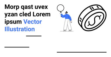 Analizi, finans ve ekonomiyi temsil eden, büyüteçle büyük paraların incelenmesi. İş stratejisi, yatırım, bütçe planlaması, zenginlik ve basit bir iniş için ideal