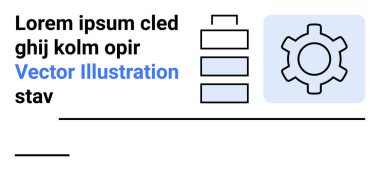 Dişli simgesi, temiz bir düzende yer tutucu metnin yanındaki ögelerle eşleştirildi. Teknoloji, iş akışı, üretkenlik, otomasyon, geliştirme, sistemler ve temiz iniş sayfası için ideal