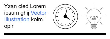 Zaman yönetimi, yenilik, verimlilik, beyin fırtınası, yaratıcı düşünme, iş stratejileri. Siyah saat ve yer tutucu metin elementlerine sahip ampul. Zaman yönetimi ve yenilik