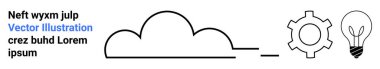 Bir dişliye ve ampule bağlı bulut çizgisi, yenilik, teknoloji ve yaratıcılığı sembolize ediyor. Bulut hesaplama, mühendislik, yenilik, yaratıcılık, tasarım optimizasyonu için ideal