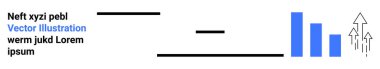 İş büyümesi, veri analizi, iletişim, ilerleme izleme, rapor oluşturma, dijital trendler. Okları ve çizgileri olan mavi çubuk grafiği, yer tutucu metni. İş büyümesi ve veri analizi kavramları