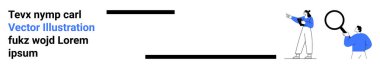 İki çizgi film karakteri. Biri büyüteçle incelerken, diğeri öne bakıyor. Araştırma, takım çalışması, işbirliği, problem çözme, eğitim, liderlik için ideal basit bir iniş sayfası