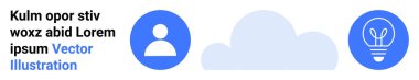 Identity management, data storage, innovation, creative thinking, user interface, conceptual design. Blue user icon, cloud and lightbulb images. Identity and data storage ideas