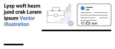 Business growth, social media, financial analysis, online analytics, data management, digital reporting. Briefcase, bar graphs and engagement card icon. Business growth and social media