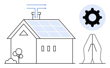 Renewable energy concept. Renewable energy illustrated through solar panels, smart home technology, and eco-friendly design. Renewable solutions for sustainability, innovation, and energy efficiency