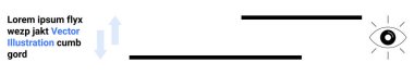 Görüş, gözlem, tasarım, odaklanma, görme, yaratıcılık. Şekil verilmiş göz simgesi, satırlar ve yer tutucu metin. Görsel iletişim ve tasarım odaklı görüş ve gözlem kavramı