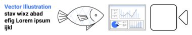 Siyah beyaz balık, mavi aksanlı veri grafiği ve görsel öğeler olarak çizilmiş bir kamera çerçevesi. Teknoloji, deniz, analitik, eğitim, çevre, multimedya sade iniş sayfası için ideal