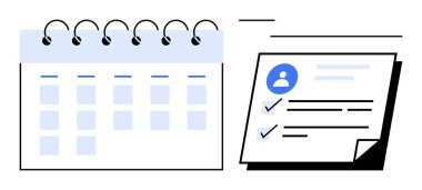 Tamamlanmış görevleri olan, profile odaklı kontrol listesinin yanında spiral takvim. Program, verimlilik, planlama, zaman yönetimi, organizasyon, takım işbirliği, kişisel görevler için ideal. Basit.