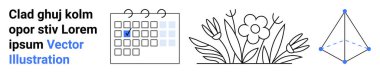 Olay planlama, doğal, grafik tasarım, programlama, yaratıcılık, peyzaj ilhamı. Kene işaretli takvim, çiçek geometrik kablosu. Olay planlaması ve doğal temalar görselleştirmesi