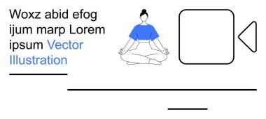 Meditasyon, farkındalık, içerik oluşturma, teknoloji, dijital medya, sağlık. Nilüfer çiçeğinin içinde meditasyon yapan bir kişi dijital arayüz elementlerinin yanında poz verir. Meditasyon ve içerik oluşturma kavramı