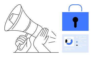 Veri gizliliği kavramı. Veri gizliliği güvenli kilit ve dijital analizlerle resmedilmiş. Veri gizliliği, iletişim ve analizdeki kişisel bilgilerin korunmasıdır. Siber güvenlik için.