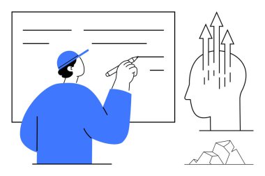 Yaratıcı düşünce konsepti. Yaratıcı düşünme, öğrenme, yenilik ve eğitimi geliştirme. Yaratıcı düşünme yeteneği geliştirme ve iş, eğitim ve tasarım için beyin fırtınası. Geniş