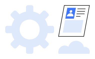 Profil yönetimi. Kullanıcı veri yönetimi ve bulut depolamasına bağlı profil simgeleri. Profil tasarımı, dijital kullanıcı deneyimi ve teknoloji arayüzü. Konular arasında teknoloji, veri depolama, bulut