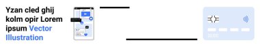 Dijital ödemeler, fintech, e-ticaret, temassız işlemler, mobil bankacılık ve finans teknolojisi. Temassız bir karta bağlı akıllı telefon. Dijital ödemeler ve fintech konsepti