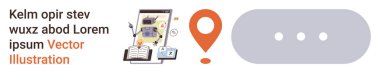 Education technology, navigation, e-learning platforms, digital communication, online resources, virtual assistance. Map pin, laptop screen with books. Education technology and navigation