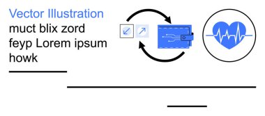 Sağlık sistemleri, finans teknolojisi, dijital ödemeler, veri alışverişi, yenilik, sağlık takibi. Cüzdan parası ve kalp atışı ikonu. Finansal teknoloji ve sağlık sistemleri kavramı