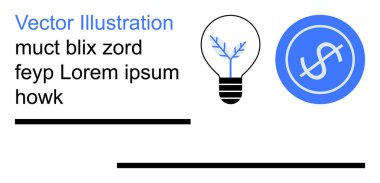 Yenilik, fikirler, finans, teknoloji, enerji, yaratıcılık. Ağaç dizaynlı ampul ikonu ve beyaz arka planda dolar para sembolü. Yenilik ve finans kavramı