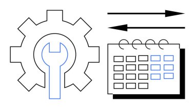 İş akışı yönetimi, planlama stratejileri, işlem optimizasyonu, bakım programları, zaman yönetimi, proje iş akışı. İngiliz anahtarlı vites ve oklu takvim. Çalışma akışı yönetimi ve planlama
