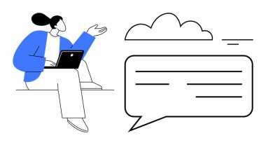 Bulut teknolojisi kavramı. Bulut simgesi veri paylaşımı ve iletişim elemanları ile depolama. Bulut tabanlı bağlantı ve dijital işbirliği, bulut göçü ve bilişim için uzak çalışma çözümleri