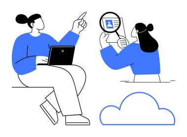 Kimlik doğrulaması. Dijital bileşenler kimlik doğrulama için profil büyüteç, bulut depolama ve dizüstü bilgisayarı destekler. Teknoloji, veri güvenliği, çevrimiçi hizmetler, bulut depolama için kullanışlı