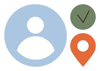 Dijital güvenlik, kimlik doğrulama, kullanıcı profilleri, yer belirleme, kullanılabilirlik, veri yönetimi. Bir kullanıcı simgesinin soyut iyonu, işaretleme işareti ve konum şifresi. Kimlik doğrulama ve konum belirleme