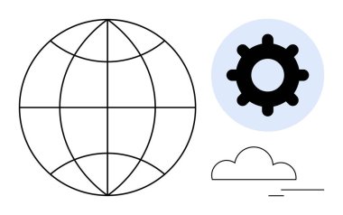 Küresel bağlantı kavramı. Küresel ağlar, yenilikler ve teknoloji entegrasyonu. Bilgi işleme, iletişim ve veri yönetimi geliştirme için küresel ağlar