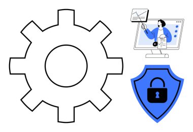 Siber güvenlik kavramı. Siber güvenlik sistemleri modern teknoloji süreçleri, güvenli işlemler ve çevrimiçi veri analizi yoluyla korur. Bilişim, politika planlaması ve veri koruma stratejileri için
