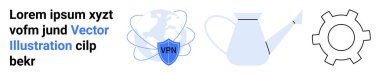 Dünya üzerindeki VPN kalkanı, sulama kutusu ve teçhizat güvenlik, büyüme ve ayarları temsil ediyor. Teknoloji, internet, mahremiyet, verimlilik veri koruma büyüme zihniyeti için idealdir basit bir iniş sayfası