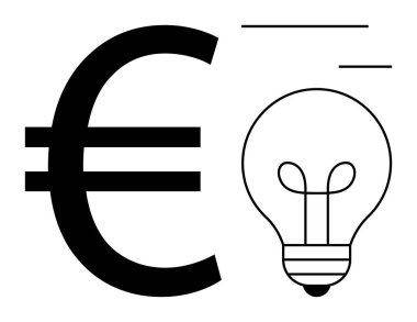 Ekonomik yenilik. Avro para birimi sembolü bir ampul yeniliğiyle bağlantılı. Ekonomik yenilik yaratıcılığı, girişimci fikirleri ve finansal büyümeyi yönlendirir. İş ve finans için uygun