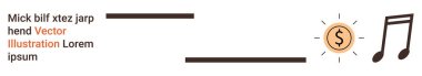 Finans, müzik endüstrisi, yaratıcılık, gelir üretimi, iş geliri, ses üretimi. Parlak çizgileri ve notaları olan bir dolar tasarla. Finans ve müzik endüstrisi kavramları