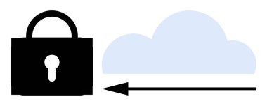 Veri güvenliği kavramı. Şifreleme sembolleri bulut verilerini korur, güvenli erişim ve mahremiyet sağlar. Veri koruması güvenilir bulut hizmetleri ve kullanıcılar için mahremiyet sağlar. Bulut hesaplama