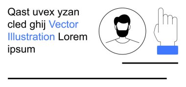 Dijital kimlik, kullanıcı arayüzü, çevrimiçi iletişim, web tasarımı, etkileşim, teknoloji. Profil simgesi ve el imleci. Dijital kimlik ve kullanıcı arayüzü kavramı