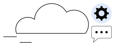 Bulut teknolojisi. Dişli bulut teknolojisi ve veri yönetimi, işbirliği ve dijital çözümler için iletişim sembolleri. İş dünyasındaki bulut teknolojisi, bilişim, yenilik, bağlantı