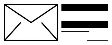 İletişimi, mesajlaşmayı, e-posta hizmetlerini sembolize eden kalın yatay çizgilere sahip zarf ana hatları. Yazışma, bağlantı, dijital platformlar, çevrimiçi hizmetler, posta, ağ kurmak için ideal